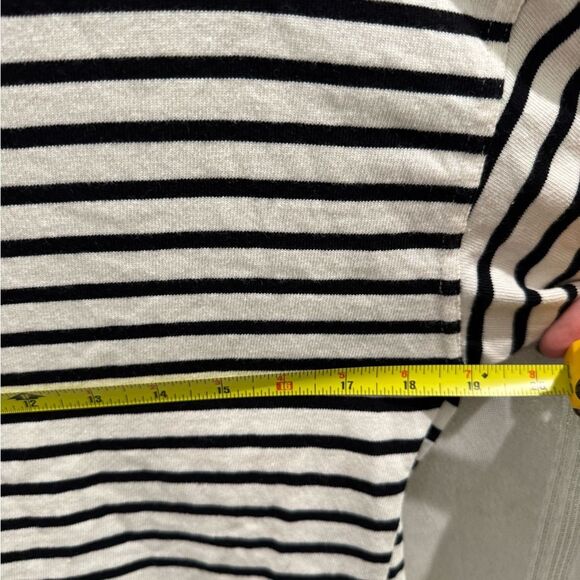 Zara Women’s Shirt Sweater Small Black White Long Sleeve Striped Crew Neck - Picture 5 of 7